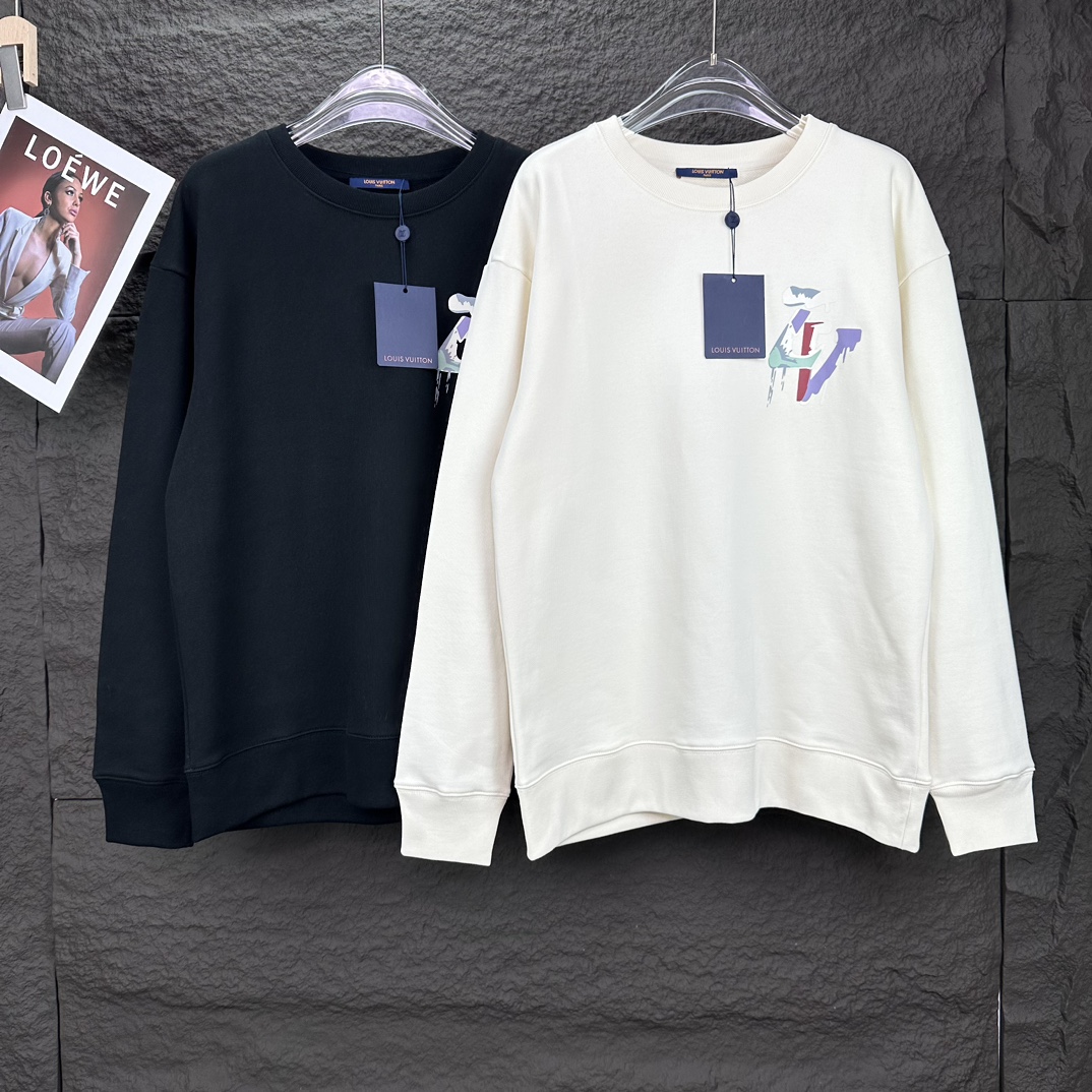 루이비통 문자 로고 라운드넥 스웨트 셔츠