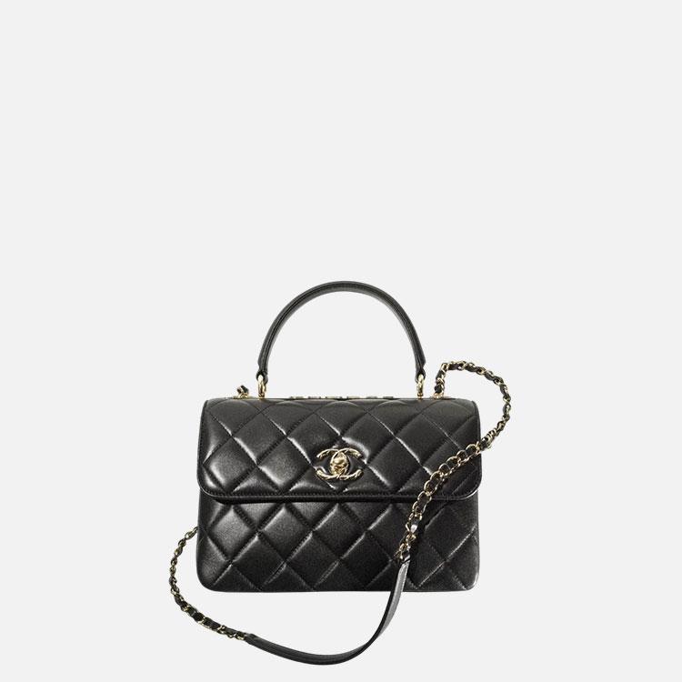 샤넬 트렌디 CC 스몰 램스킨 탑핸들 플랩백