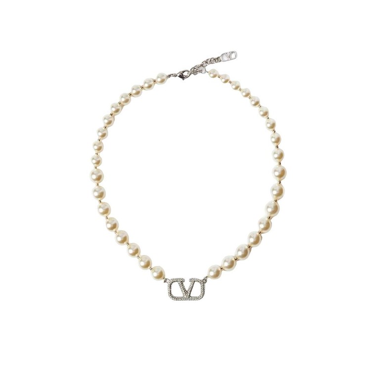 발렌티노 브이로고 펄 네크리스