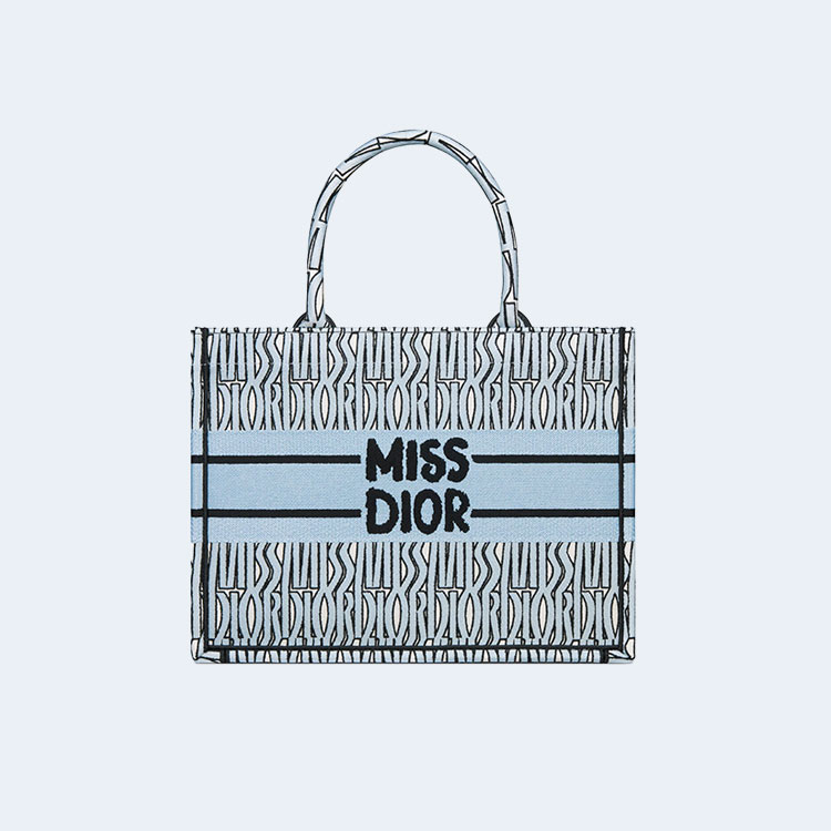 디올 Miss dior Allover 북 토트 미디엄 백 블루