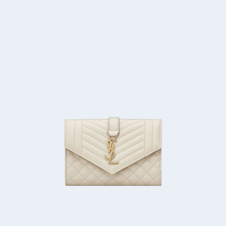 생로랑 엔벨로프 스몰 지갑 화이트 골드