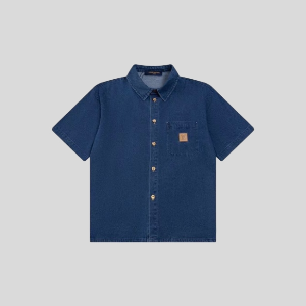 루이비통 캣워크 데님 반팔 셔츠