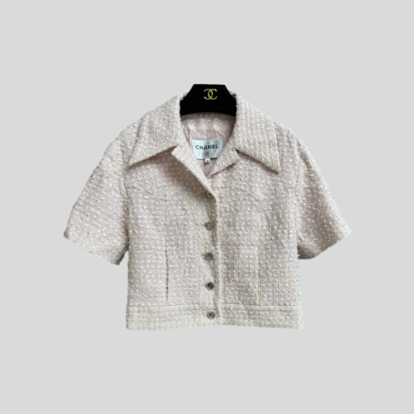 샤넬 핑크 반팔 자켓