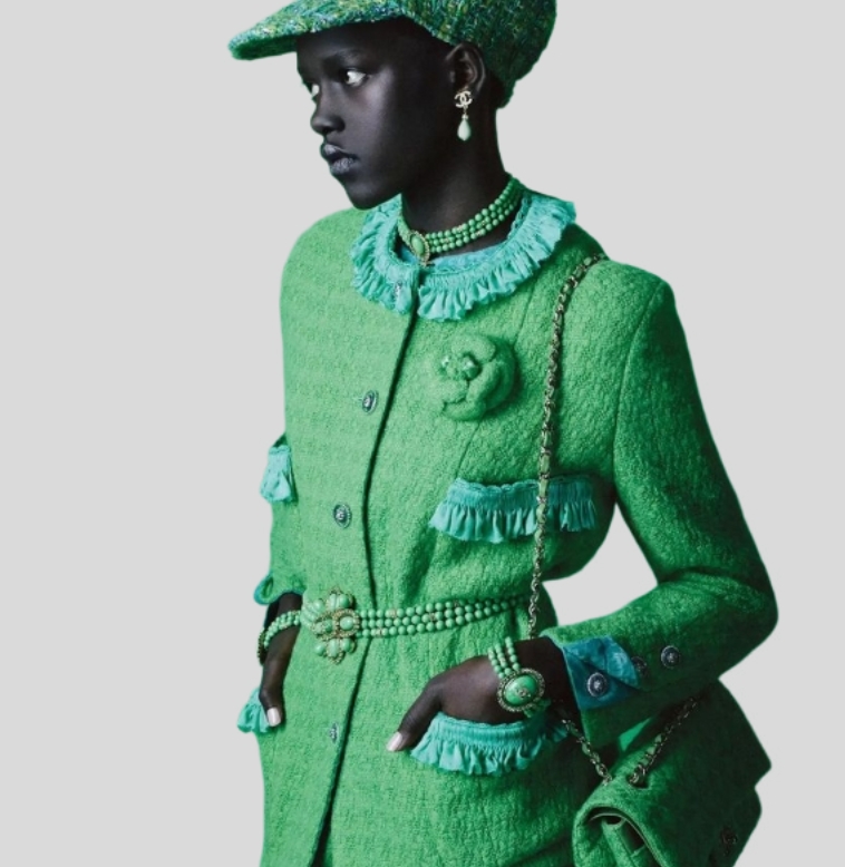 샤넬 그린 트위드 자켓