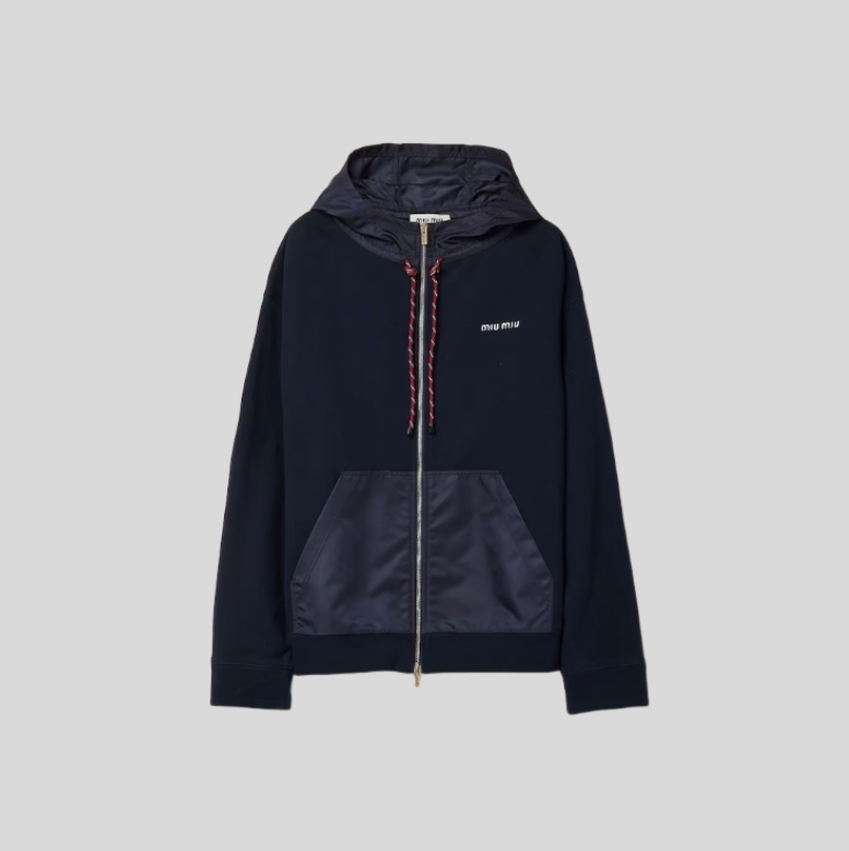 미우미우 코튼 플리스 후디 자켓