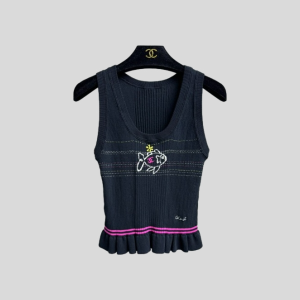 샤넬 물고기 니트 탑