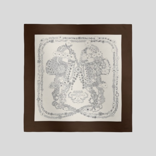 에르메스 에보니 브라운 실크 스카프