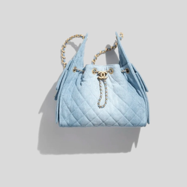 샤넬 25 미디엄 버킷 드로스트링 백 (블루)
