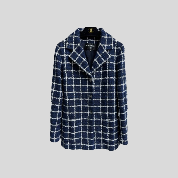 샤넬 블루 플레드 자켓