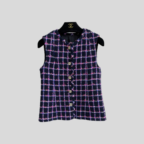 샤넬 플레드 민소매 조끼