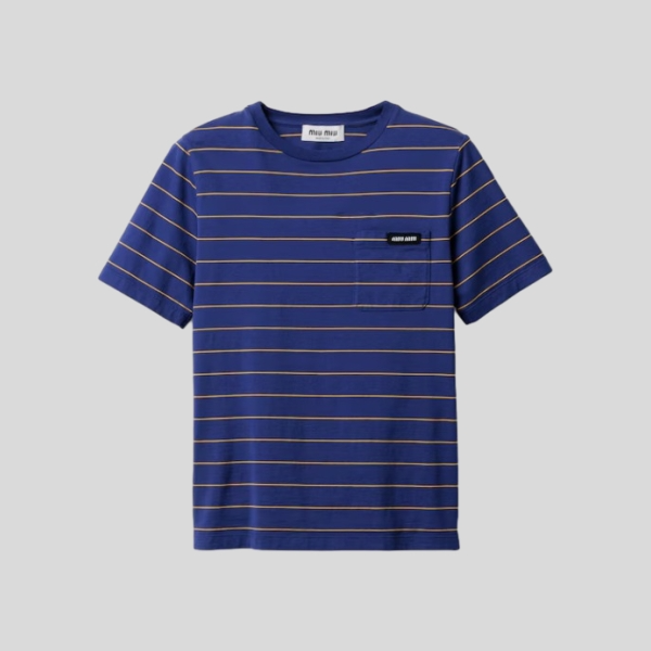 미우미우 스트라이프 반팔 티셔츠