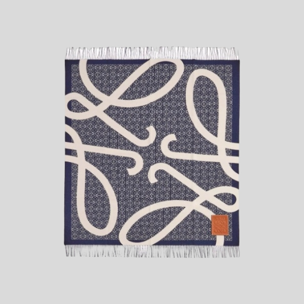 로에베 자카드 블랭킷 숄 블루