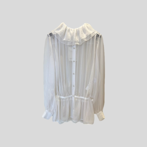 샤넬 러플 칼라 셔츠