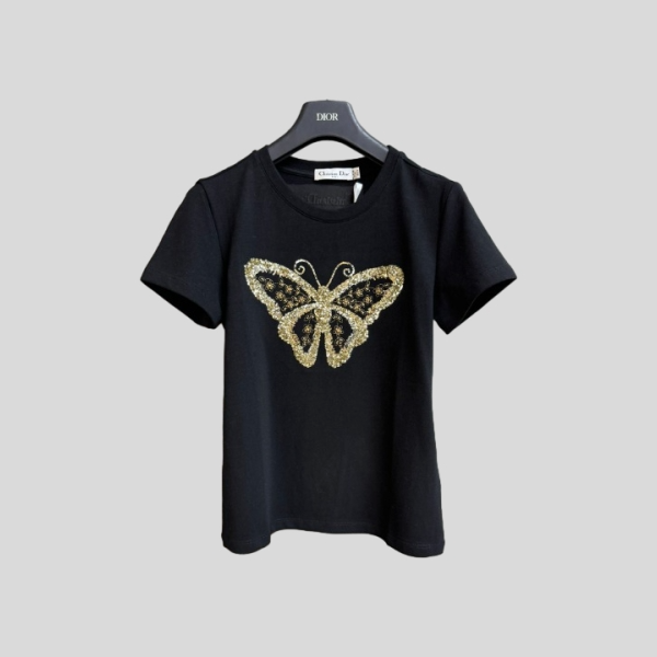 디올 나비 자수 티셔츠