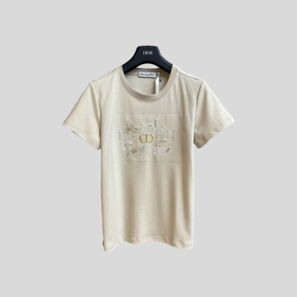 디올 나비 자수 반팔 티셔츠