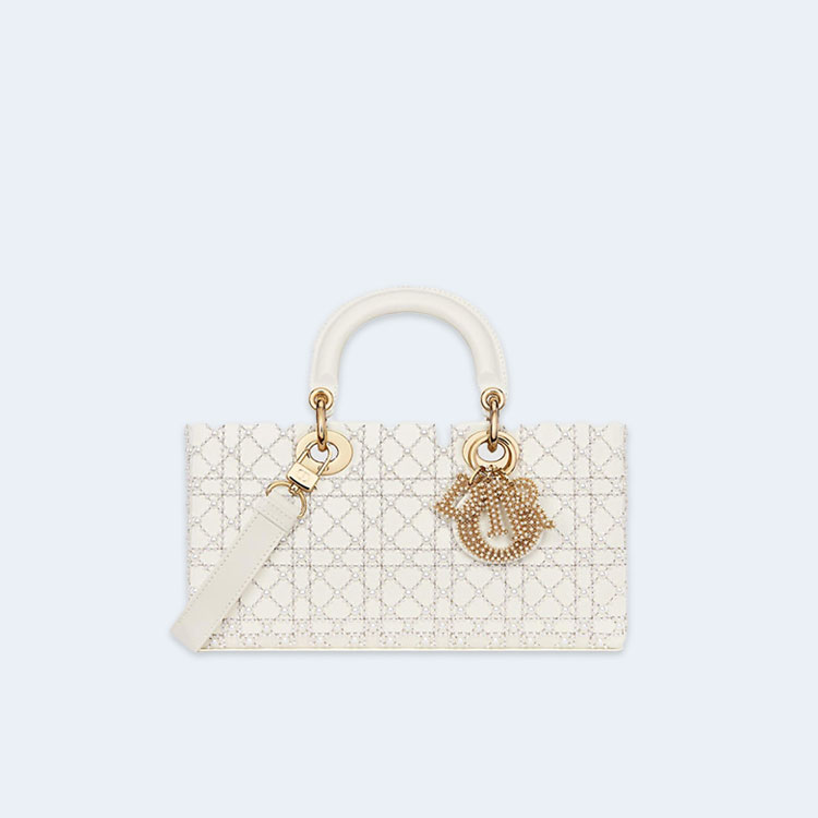 디올 레이디 D-JOY 백 비즈 화이트 미디움