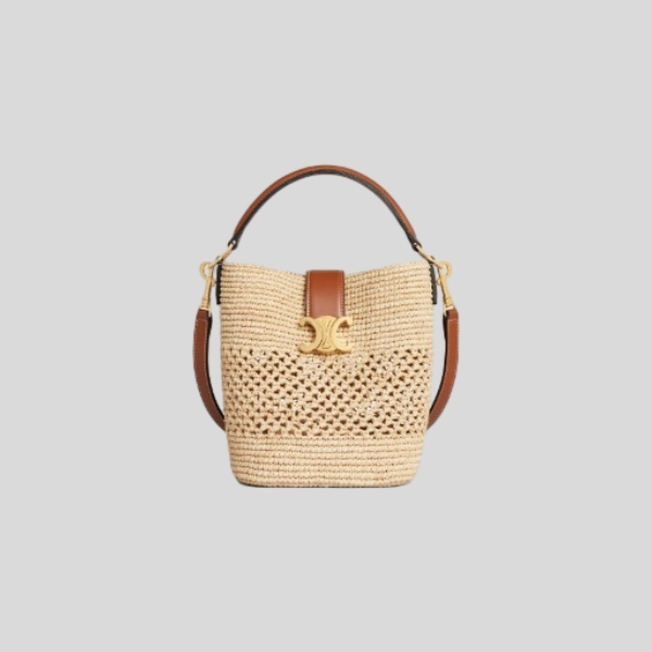 셀린느 루이즈 라피아 카프스킨 버킷백