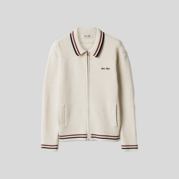 미우미우 코튼 니트 지퍼 가디건