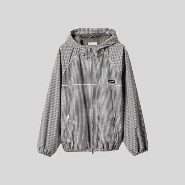 미우미우 체크 테크니컬 패브릭 봄버 자켓