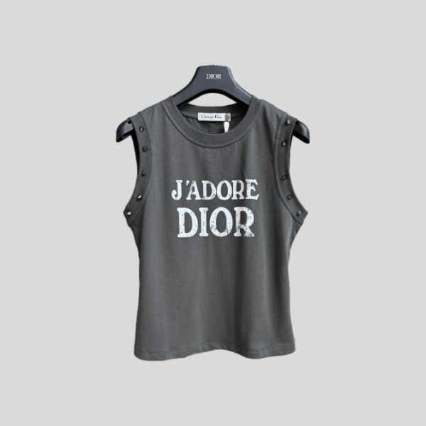 디올 레터링 슬리브리스 탑