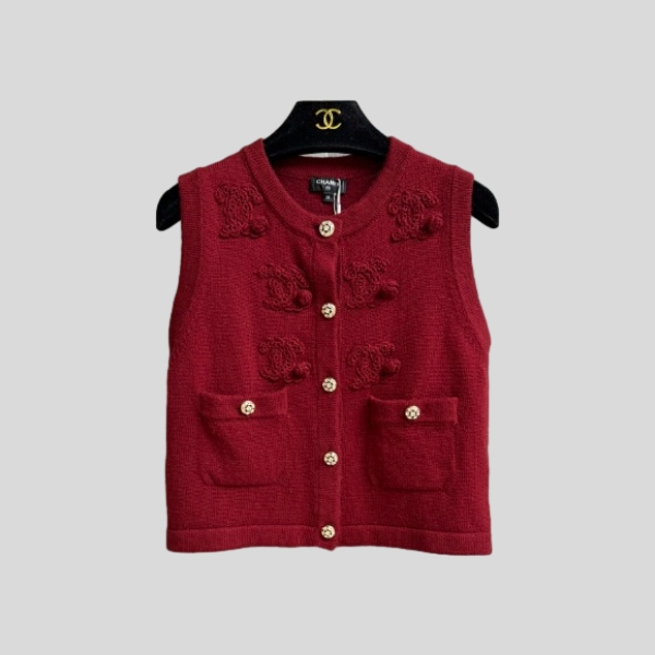 샤넬 플라워 니트 베스트