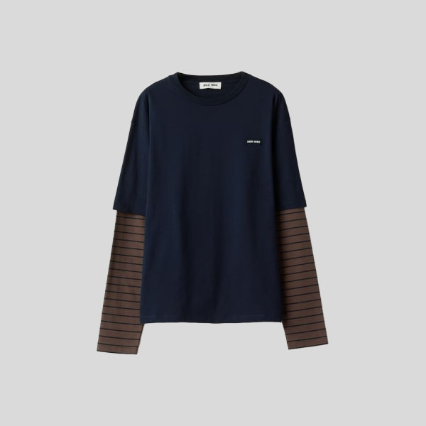 미우미우 긴 소매 저지 티셔츠