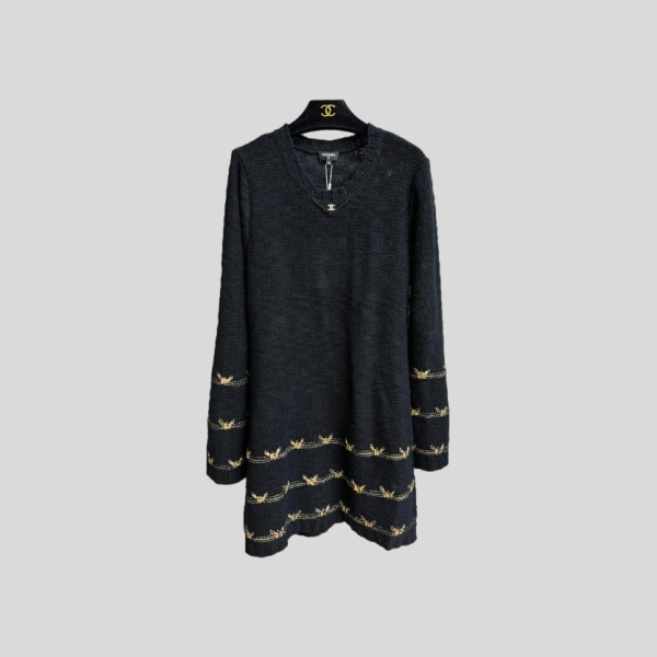 샤넬 금실 니트 드레스