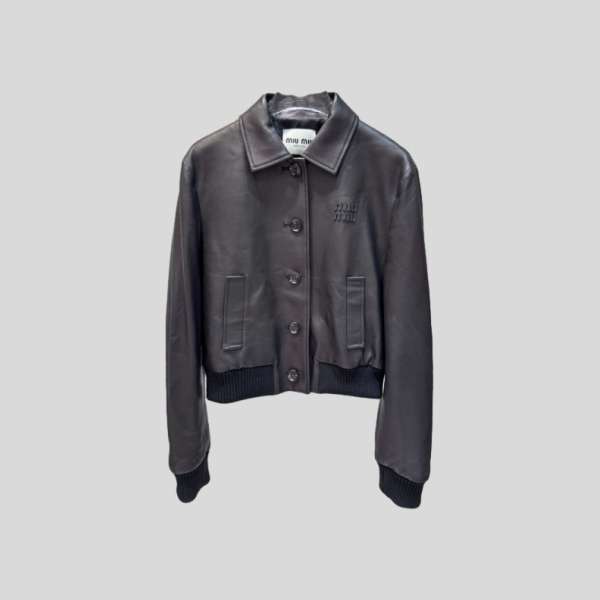 미우미우 블랙 가죽 자켓