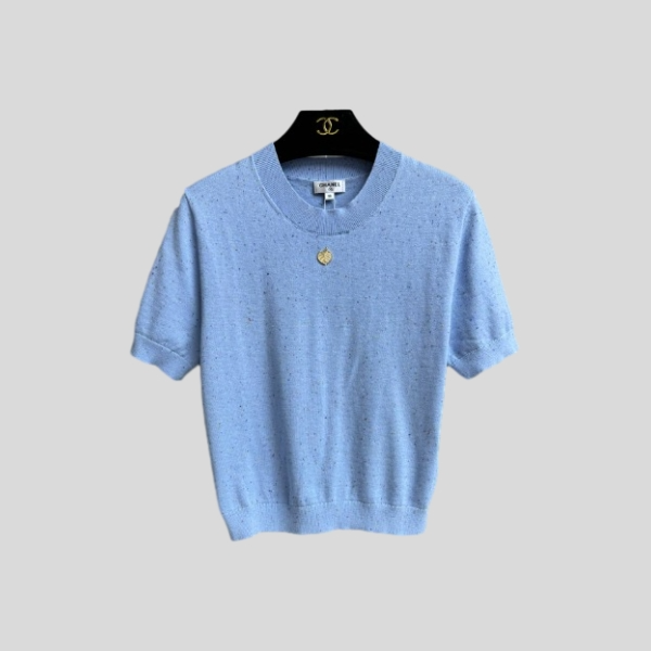 샤넬 블루 반팔 니트