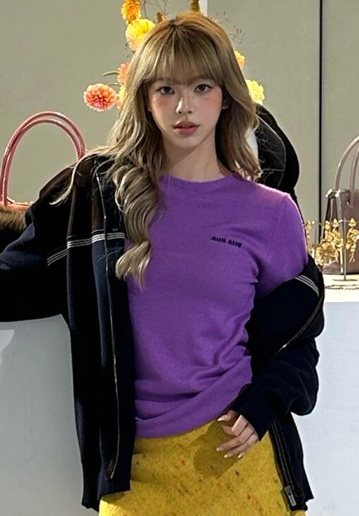 미우미우 퍼플 긴팔티