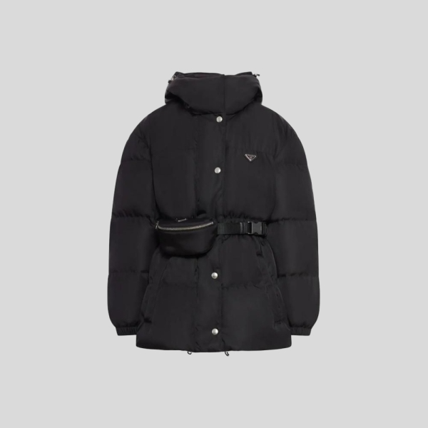 프라다 후드 다운 자켓, 벨트 백
