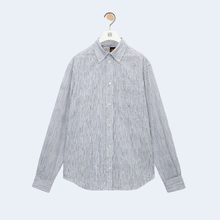 로에베 코튼 혼방 아나그램 블루 셔츠