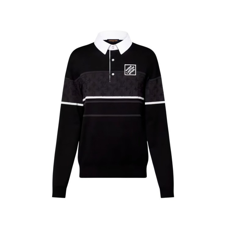 루이비통 모노그램 자카드 롱 슬리브드 폴로 셔츠 