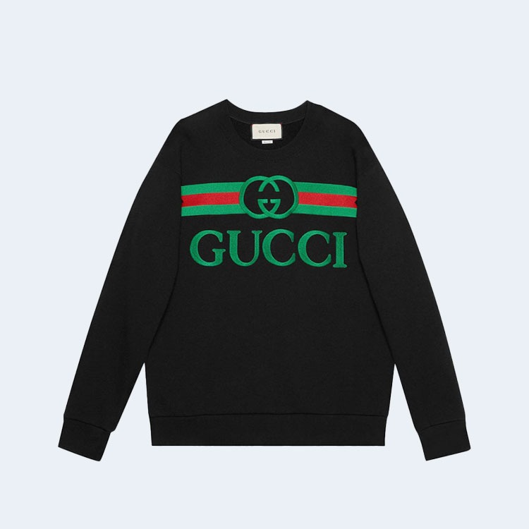 구찌 로고 자수 라운드 맨투맨