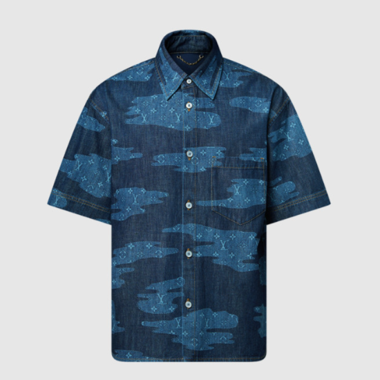 루이비통 모노그램 쇼트 슬리브드 샴브레이 셔츠NEW