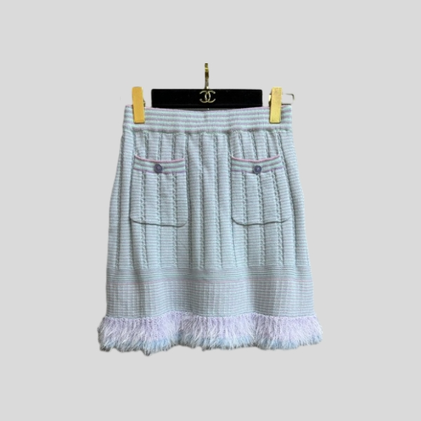 샤넬 블루 태슬 스커트