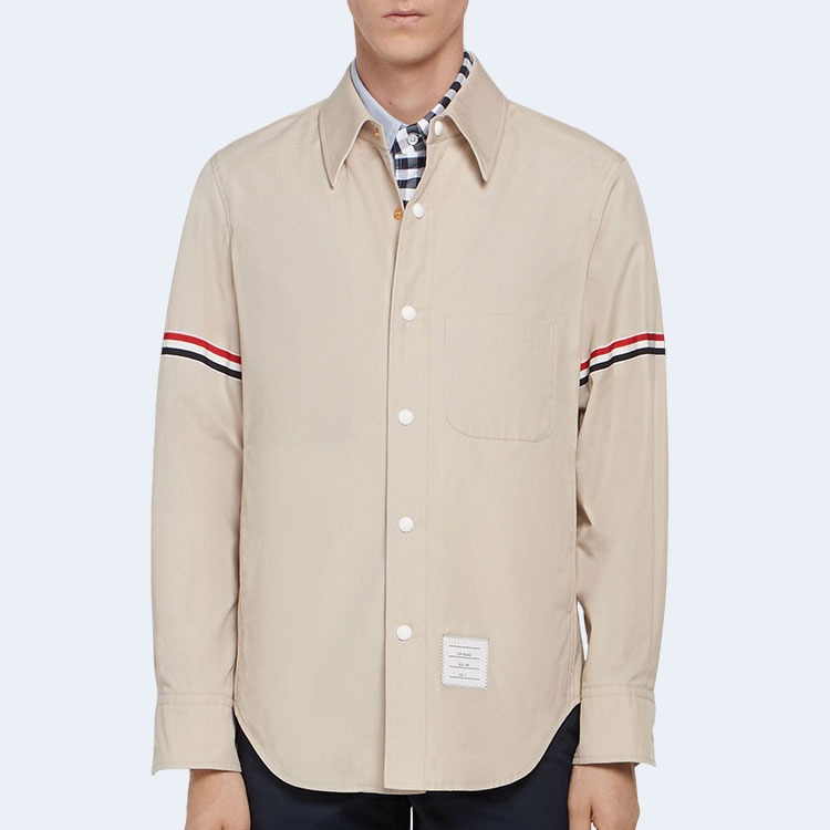 톰브라운 그로그래인 암밴드 셔츠 베이지