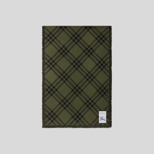 버버리 와이드 체크 울 실크 스카프