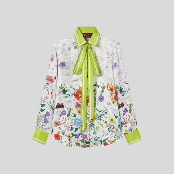 구찌 프린트 실크 셔츠