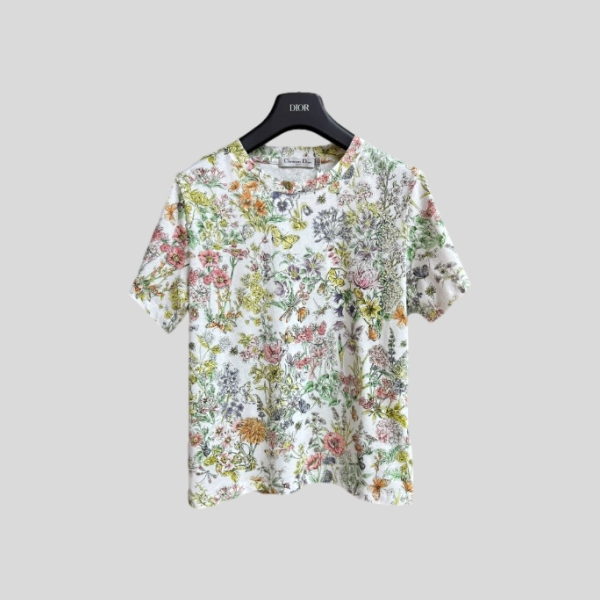 디올 플로럴 프린트 티셔츠