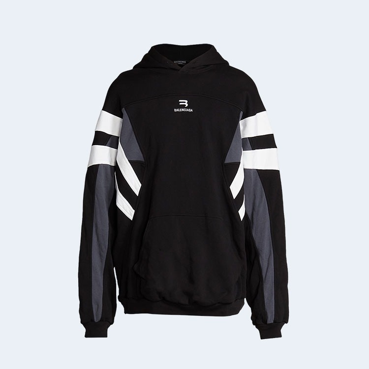 발렌시아가 스포츠 B 스트라이프 후드