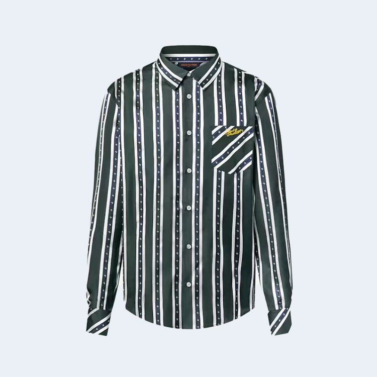 루이비통 스트라이프 타이 올오버 자카드 코튼 셔츠