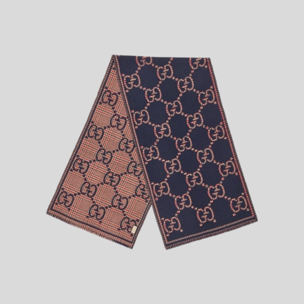 구찌 체크 GG 울 스카프