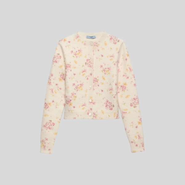 프라다 플로럴 울 가디건