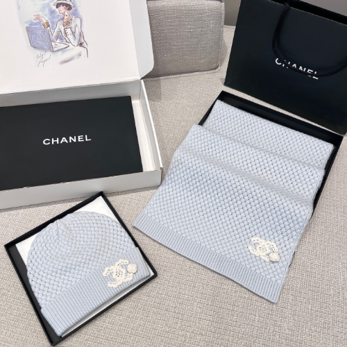 샤넬 까멜리아 니트 비니, 스카프 세트