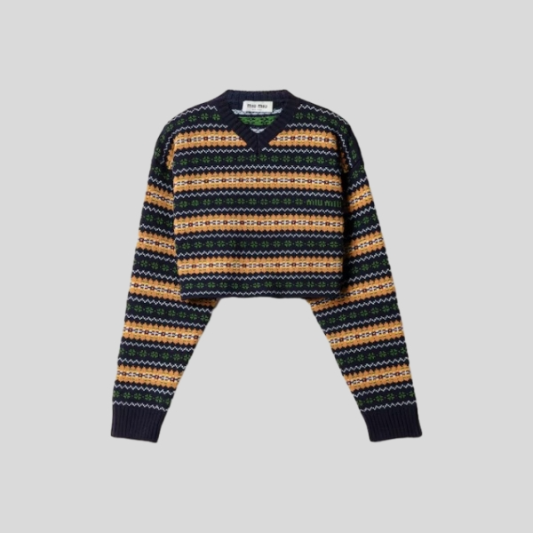 미우미우 울 브이넥 스웨터