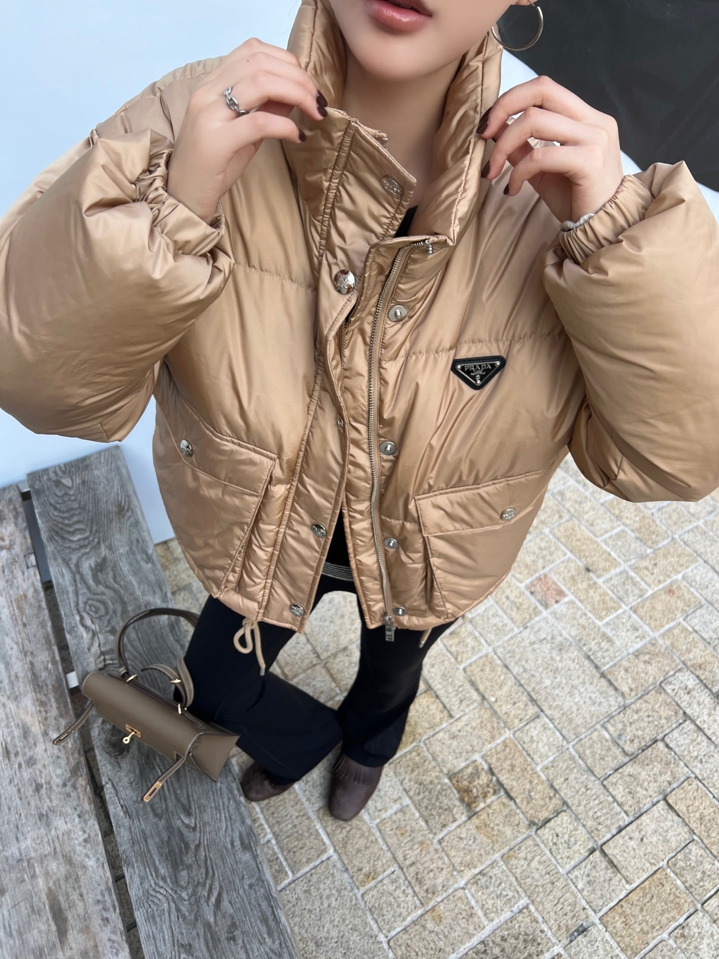 프*다 신상 스탠드카라 패딩코트