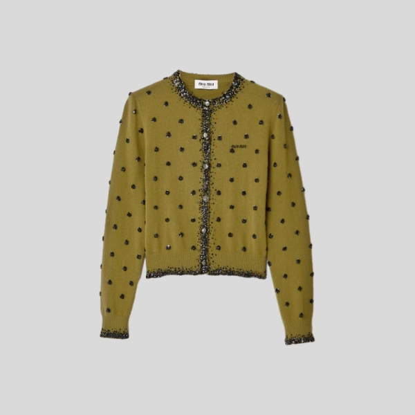 미우미우 자수 캐시미어 가디건