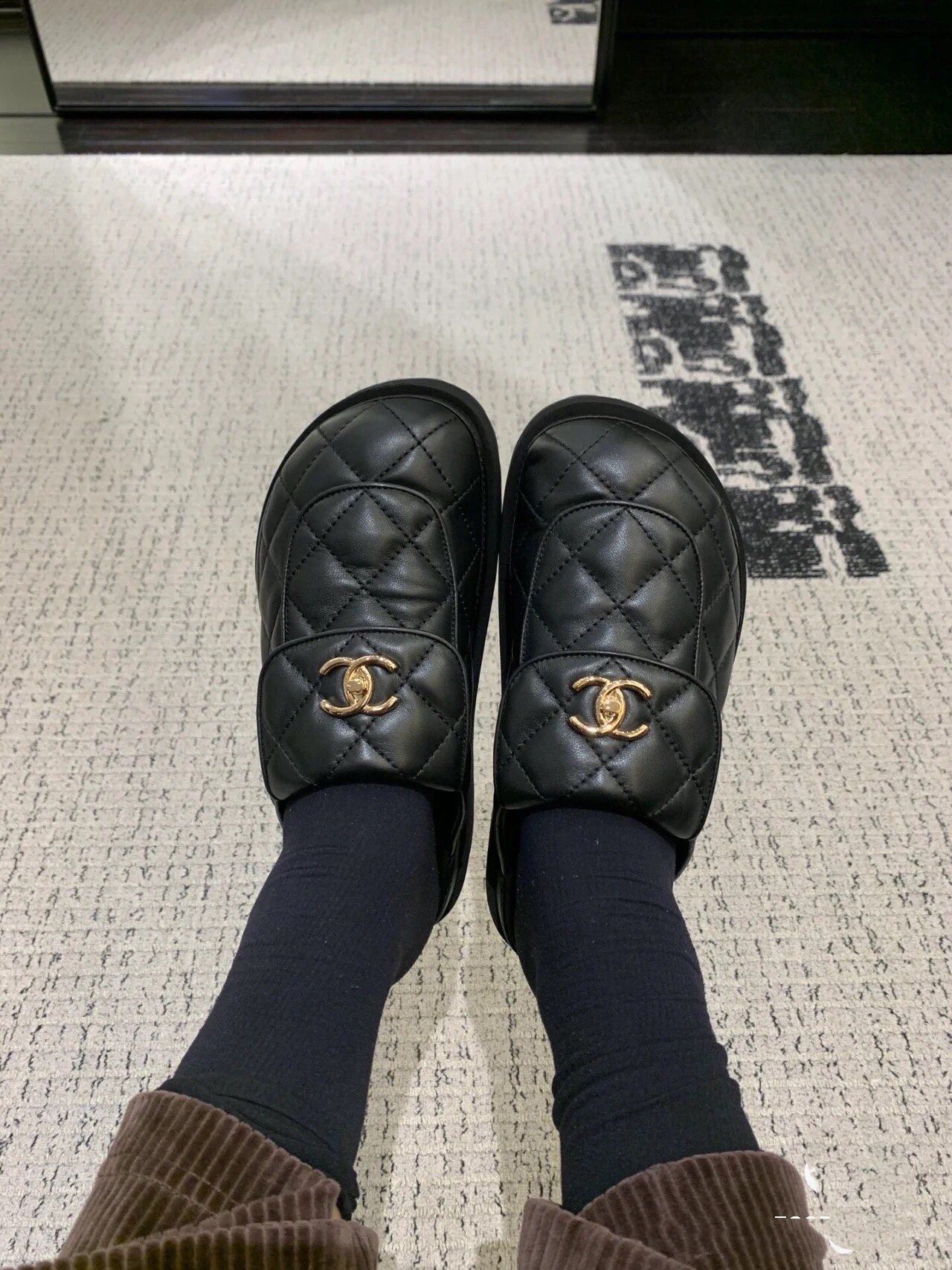 샤* 더블 c버튼 클래식 슬리퍼