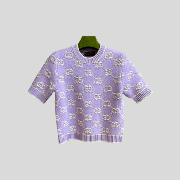 구찌 벨벳 자카드 반팔 니트